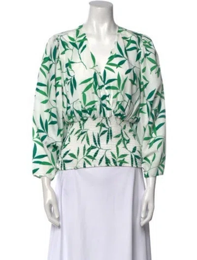 Pre-owned Caroline Constas Printed V-neck Blouse In Multi