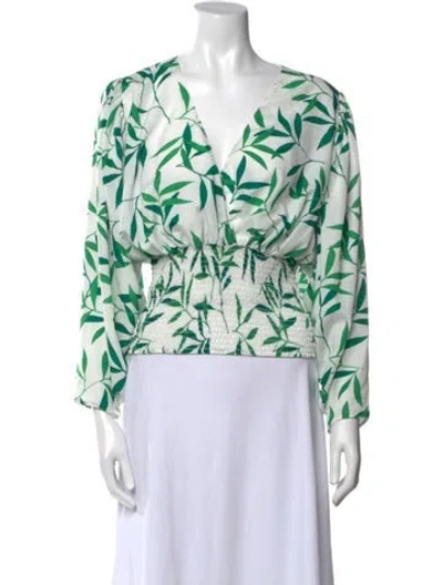 Pre-owned Caroline Constas Printed V-neck Blouse In Multi