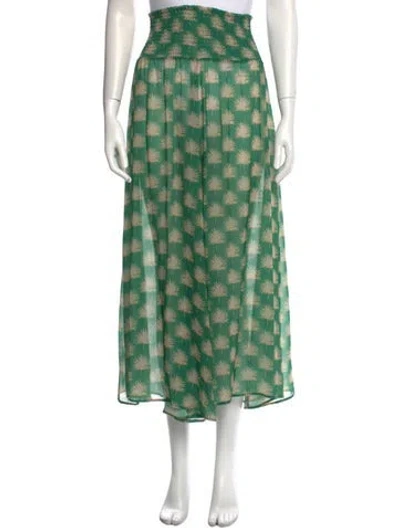 Pre-owned Caroline Constas Printed Wide Leg Pants In Green