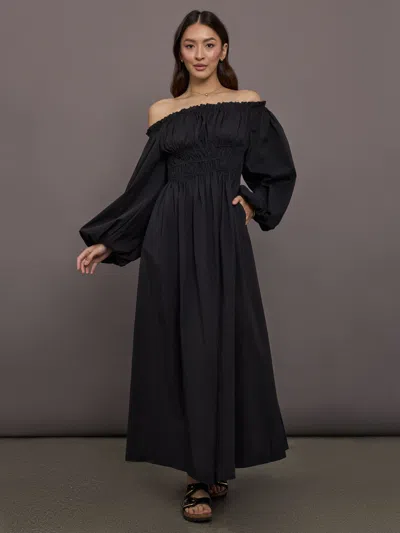 Caroline Constas Raquela Off The Shoulder Ruffle Maxi Dress In Black
