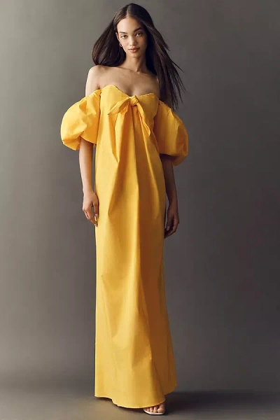 Caroline Constas Reyna Off-the-shoulder Dress In Yellow