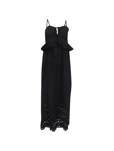 Pre-owned Caroline Constas Reyna Ruffled Maxi Dress In Black