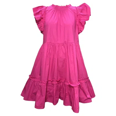 Pre-owned Caroline Constas Ruffled Mini Tiered Dress In Pink Cotton
