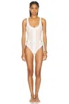 Caroline Constas Sailor Gold One Piece Swimsuit In Nougat White Combo