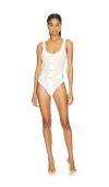 Caroline Constas Sailor Gold One Piece Swimsuit In Ecru & White