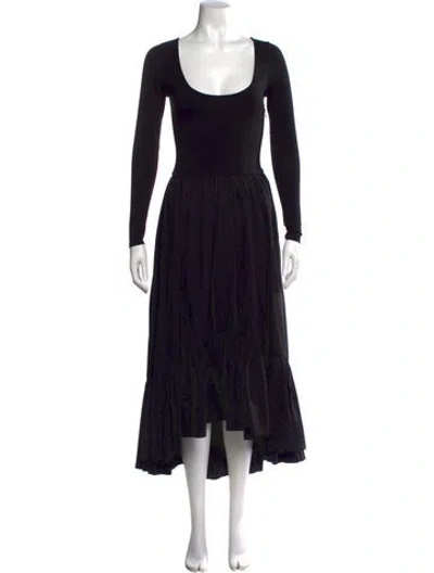 Pre-owned Caroline Constas Scoop Neck Midi Length Dress In Black