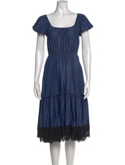Pre-owned Caroline Constas Scoop Neck Midi Length Dress In Blue