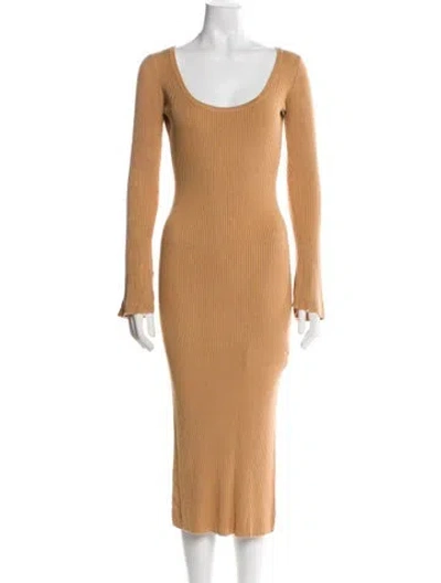 Pre-owned Caroline Constas Scoop Neck Midi Length Dress In Neutral
