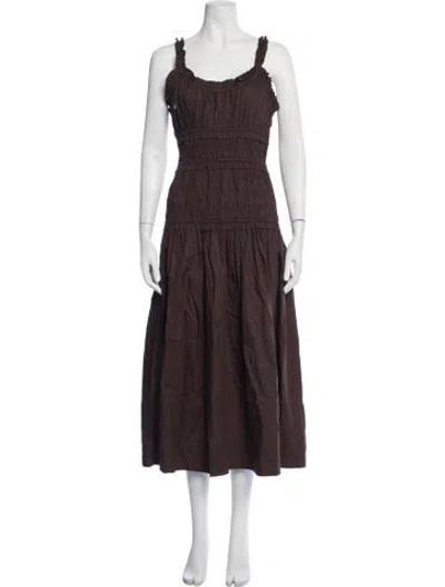 Pre-owned Caroline Constas Scoop Neck Midi Length Dress W/ Tags In Brown