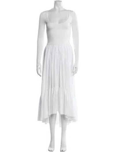 Pre-owned Caroline Constas Scoop Neck Midi Length Dress In White