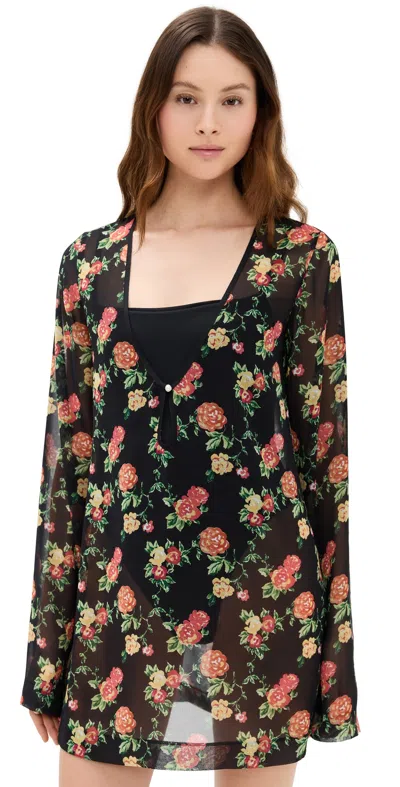 Caroline Constas Serafina Mini Dress Black Floral
