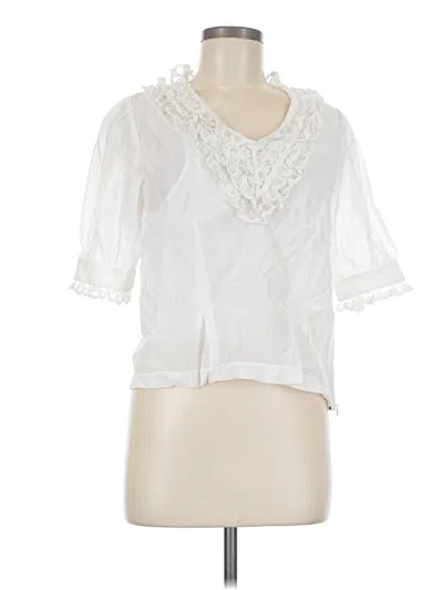 Pre-owned Caroline Constas Short Sleeve Blouse In White