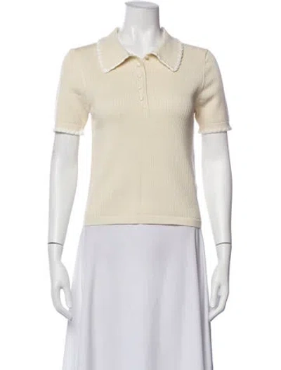 Pre-owned Caroline Constas Short Sleeve Polo In Neutral