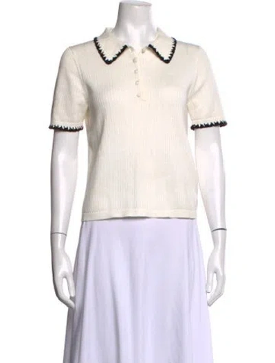 Pre-owned Caroline Constas Short Sleeve Polo In Neutrals/white