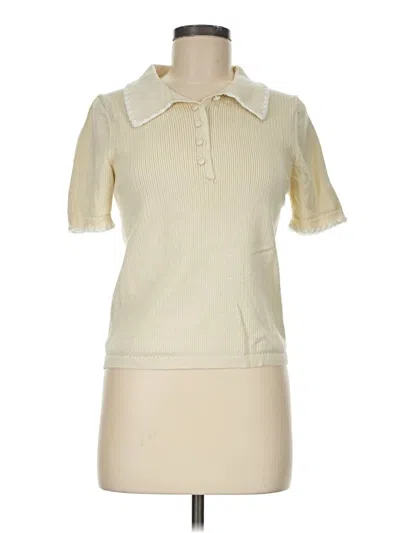 Pre-owned Caroline Constas Short Sleeve Polo Shirt In Ivory