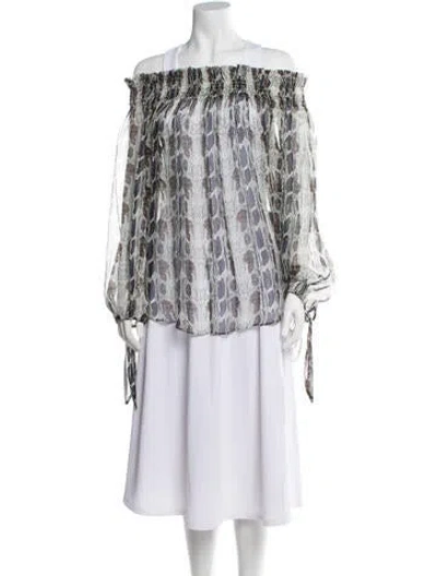 Pre-owned Caroline Constas Silk Animal Print Blouse In Gray