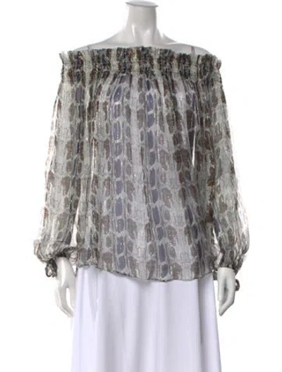 Pre-owned Caroline Constas Silk Animal Print Blouse In Gray