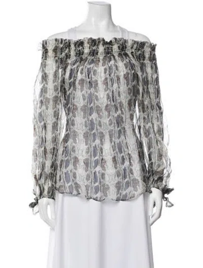 Pre-owned Caroline Constas Silk Animal Print Blouse W/ Tags In Metallic/neutrals