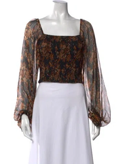 Pre-owned Caroline Constas Silk Floral Print Blouse In Brown