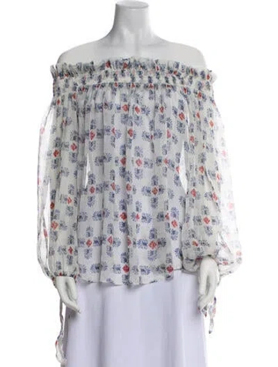 Pre-owned Caroline Constas Silk Floral Print Blouse In Multi