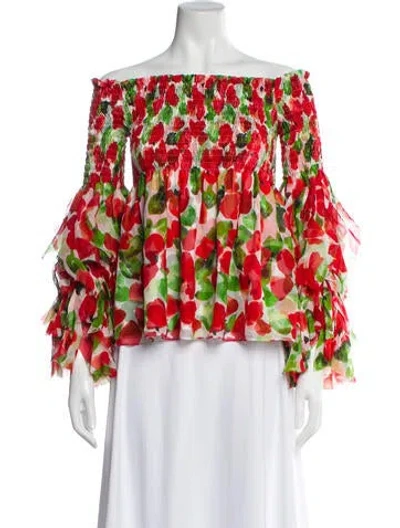 Pre-owned Caroline Constas Silk Floral Print Blouse In Multi