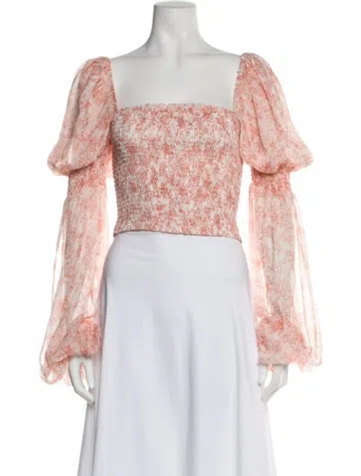 Pre-owned Caroline Constas Silk Floral Print Blouse In Orange