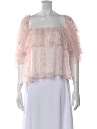 Pre-owned Caroline Constas Silk Floral Print Blouse In Pink