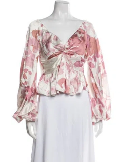 Pre-owned Caroline Constas Silk Floral Print Blouse In Pink