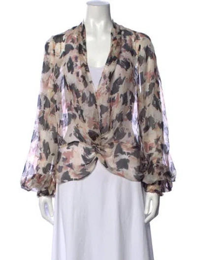 Pre-owned Caroline Constas Silk Floral Print Blouse In Pink