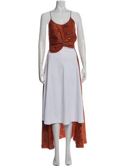 Pre-owned Caroline Constas Silk Floral Print Top In Multicolor