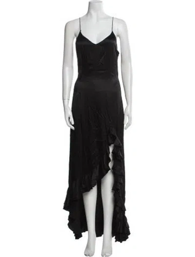 Pre-owned Caroline Constas Silk Long Dress In Black