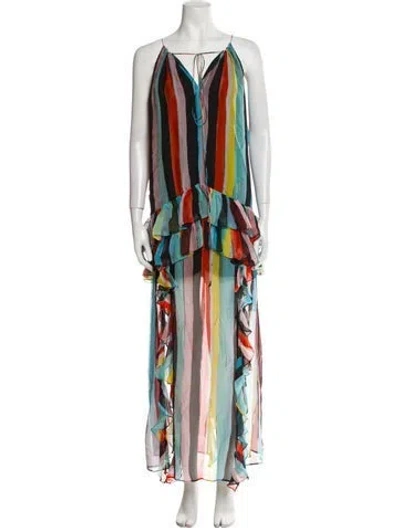 Pre-owned Caroline Constas Silk Long Dress In Black