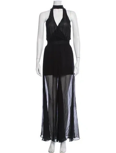 Pre-owned Caroline Constas Silk Long Dress In Black