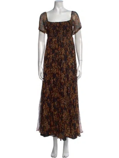 Pre-owned Caroline Constas Silk Long Dress In Black/metallic