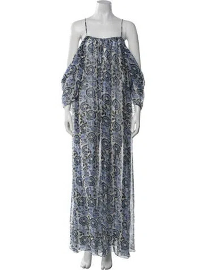Pre-owned Caroline Constas Silk Long Dress In Blue