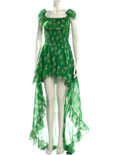 Pre-owned Caroline Constas Silk Long Dress In Green