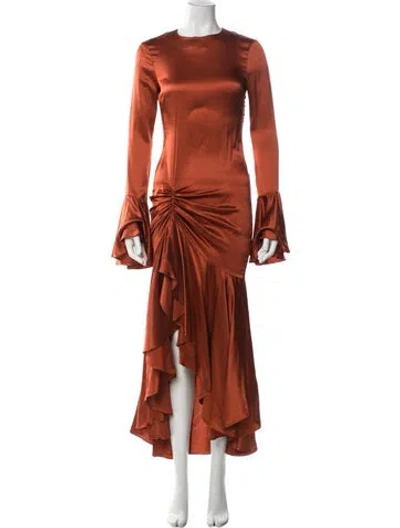 Pre-owned Caroline Constas Silk Long Dress In Orange