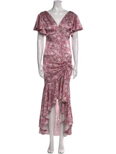 Pre-owned Caroline Constas Silk Long Dress In Pink
