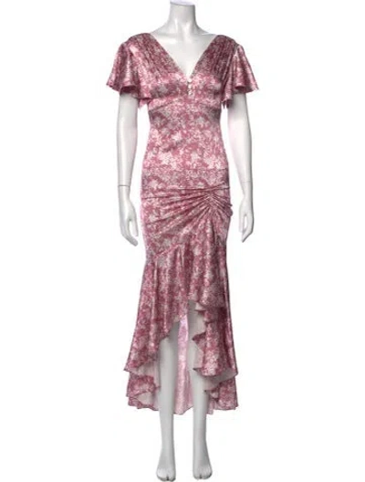 Pre-owned Caroline Constas Silk Long Dress In Pink