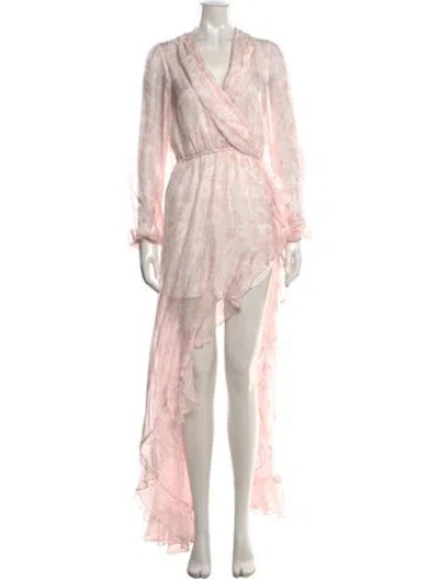 Pre-owned Caroline Constas Silk Long Dress In Pink