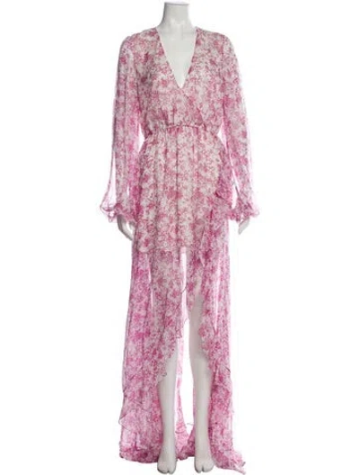 Pre-owned Caroline Constas Silk Long Dress In Purple