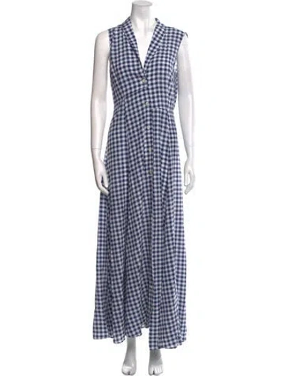 Pre-owned Caroline Constas Silk Long Dress W/ Tags In Blue