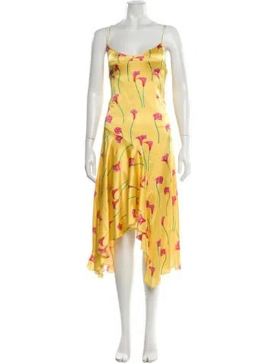 Pre-owned Caroline Constas Silk Long Dress In Yellow