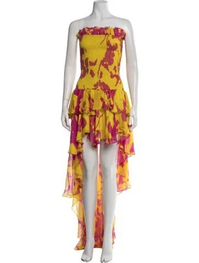 Pre-owned Caroline Constas Silk Long Dress In Yellow