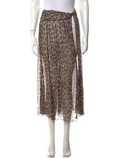 Pre-owned Caroline Constas Silk Long Skirt In Brown