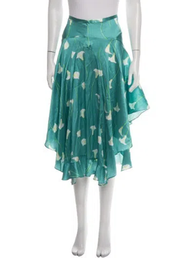 Pre-owned Caroline Constas Silk Long Skirt In Green