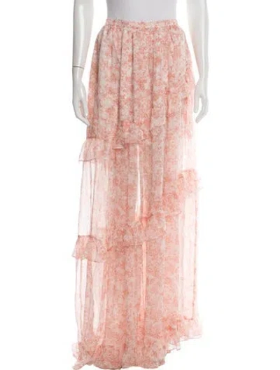 Pre-owned Caroline Constas Silk Long Skirt In Orange