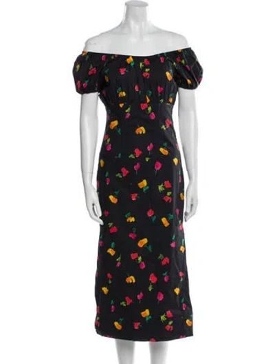 Pre-owned Caroline Constas Silk Midi Length Dress In Black