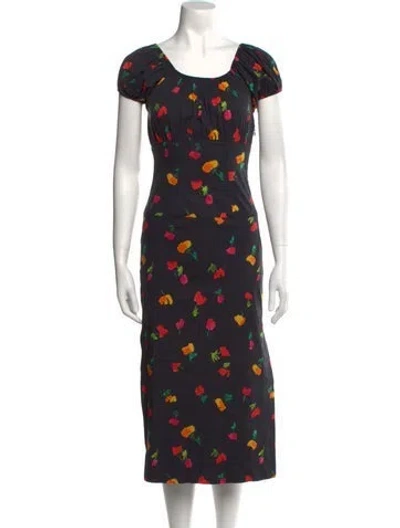 Pre-owned Caroline Constas Silk Midi Length Dress In Black