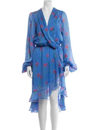 Pre-owned Caroline Constas Silk Midi Length Dress In Blue